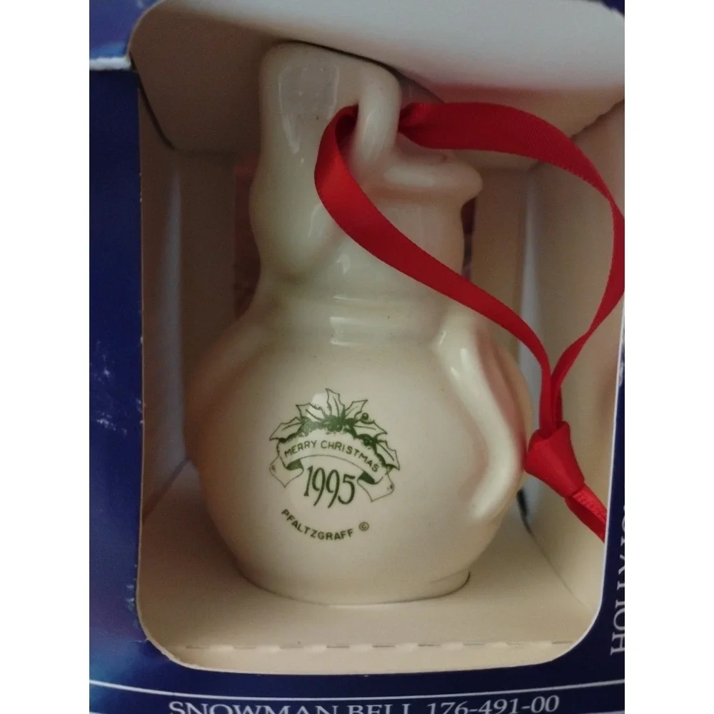 Vintage NEW 1995 Pfaltzgraff Holly Joy  Snowman Bell 5